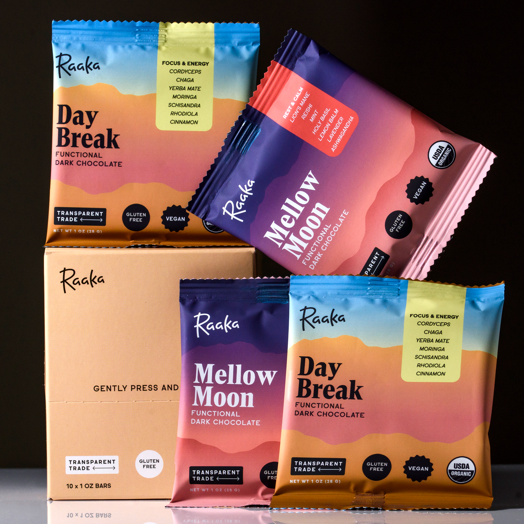 Functional Dark Chocolate Mixed Box of 10 - Amber Pantry Box Selection